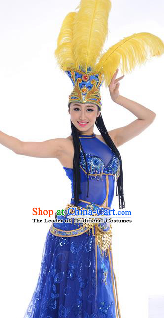 Traditional Chinese Yangge Fan Dancing Costume and Accessories