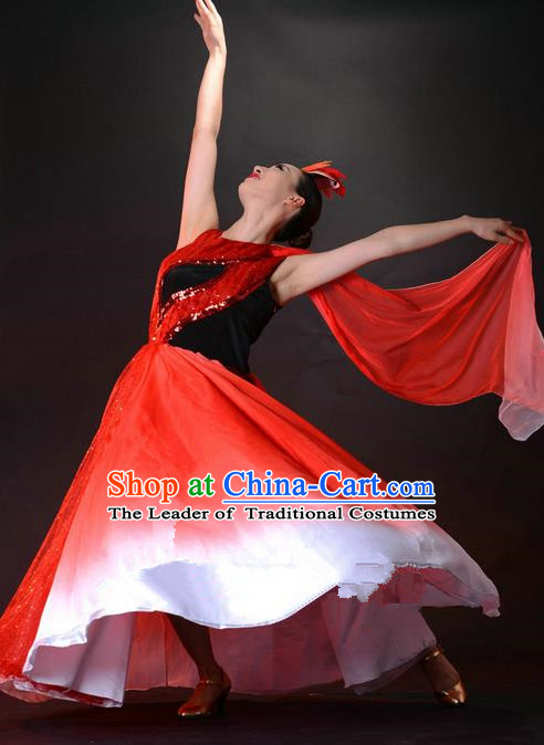 Traditional Chinese Yangge Fan Dancing Costume and Accessories