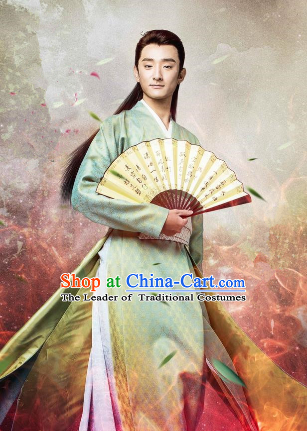 Traditional Chinese Song Dynasty Swordsman Costume and Handmade Headpiece Complete Set, China Ancient Jianghu Youxia Nobility Childe Clothing for Men
