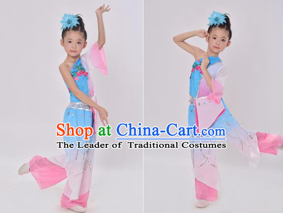 Traditional Chinese Yangge Fan Dancing Costume and Accessories