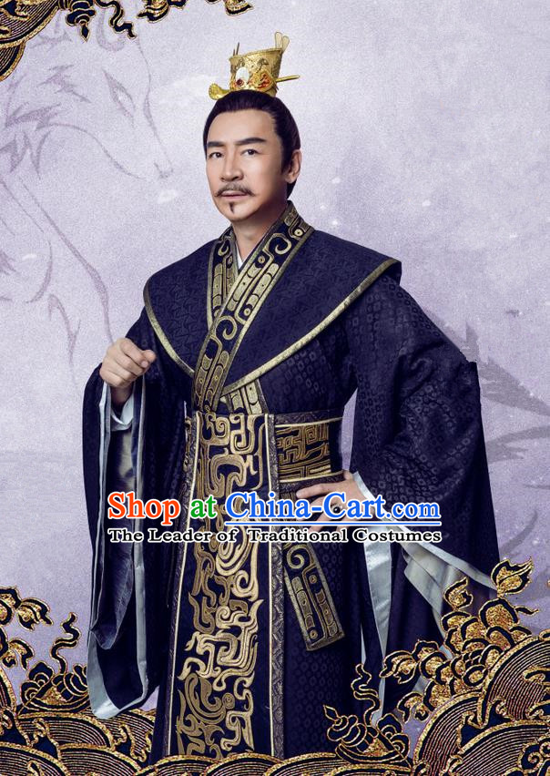 Traditional Chinese Song Dynasty Master Costume and Handmade Headpiece Complete Set, China Ancient Minister Nobility Lord Clothing for Men