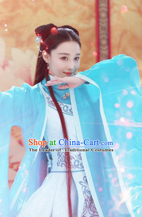 Chinese Teleplay Flower Shabana Flyings Sky Palace Princess Dance Dress, Traditional Chinese Ancient Song Dynasty Imperial Infanta Costume and Headpiece Complete Set for Women