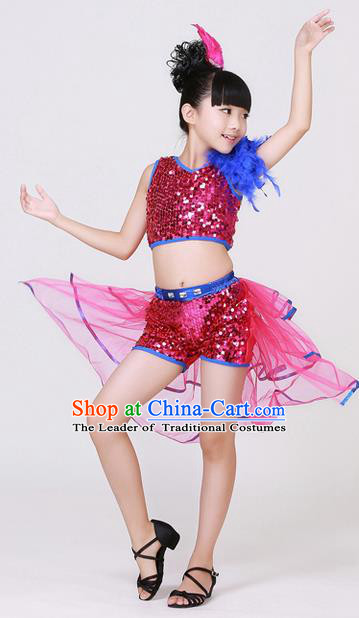 Top Grade Professional Performance Catwalks Costume, Children Jazz Dress Modern Dance Clothing for Girls Kids