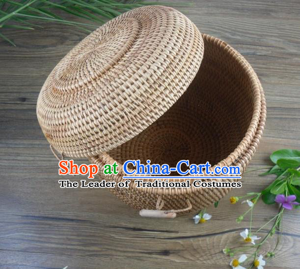 Top Asian Vietnamese Traditional Rattan Plaited Articles, Vietnam Tea Caddy Handicraft Canister