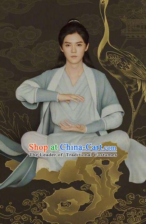 Chinese Ancient Tang Dynasty Swordsman Costume and Headwear Complete Set, Fighter of the Destiny Traditional Chinese Ancient Hero Clothing for Men