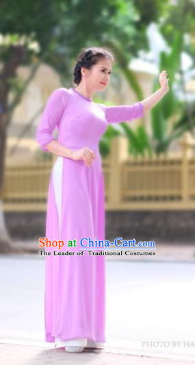 Traditional Top Grade Asian Vietnamese Costumes Classical Pink Cheongsam, Vietnam National Bride Ao Dai Dress for Women