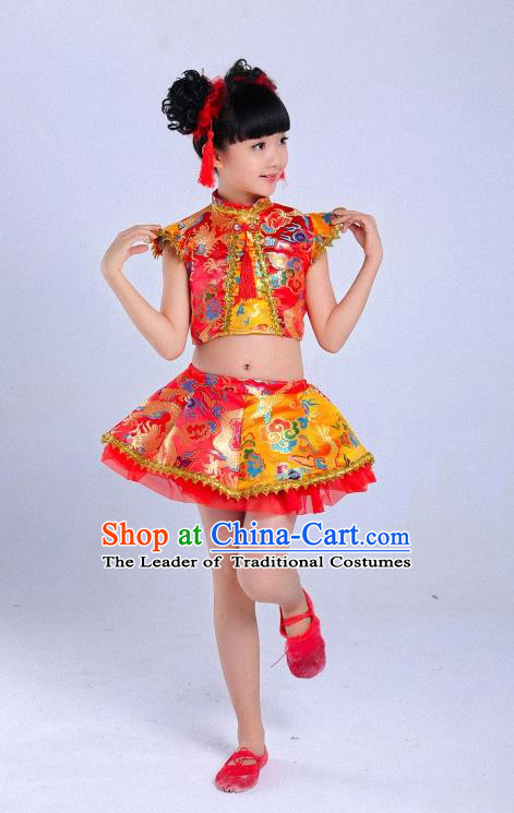 Traditional Chinese Yangge Fan Dancing Costume and Accessories