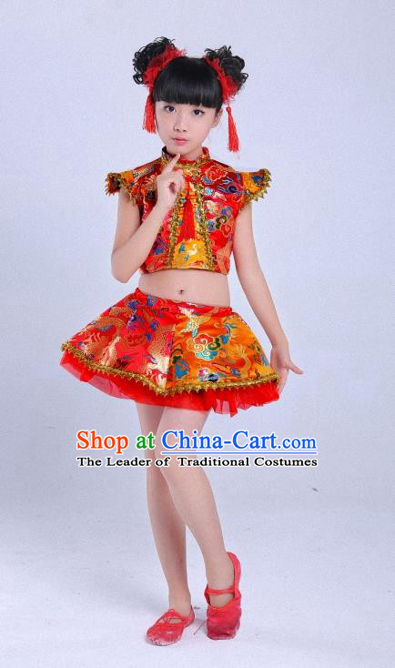 Traditional Chinese Yangge Fan Dancing Costume and Accessories