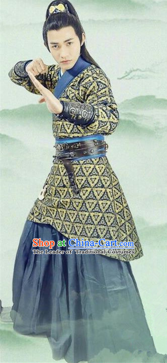 Traditional Chinese Ancient Warring States Time Palace Nobility Childe Costume, China Television Song of Phoenix Swordsman Clothing and Headwear Complete Set for Men