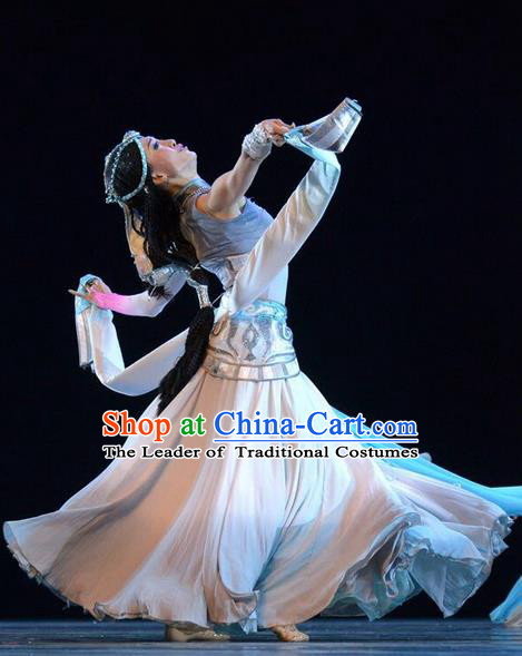 Traditional Chinese Zang Nationality Dance Costume, Tibetan Princess Dance Dress, Chinese Xizang Minority Nationality Dress for Women