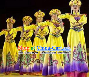 Traditional Chinese Yangge Fan Dancing Costume and Accessories