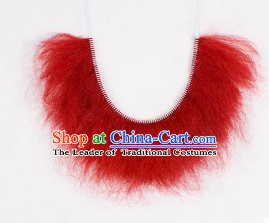 Chinese Ancient Opera Old Men Wig Beard, Traditional Chinese Beijing Opera Props Zhang Fei Red Mustache