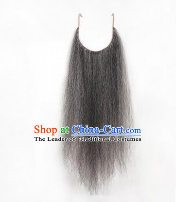 Chinese Ancient Opera Old Men Grizzled Long Wig Beard, Traditional Chinese Beijing Opera Props False Beard Laosheng-role Mustache