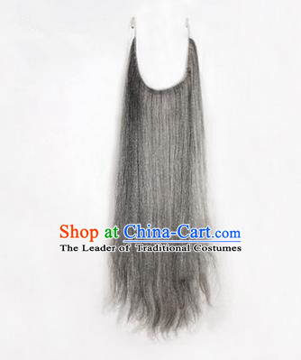 Chinese Ancient Opera Old Men Grizzled Long Wig Beard Whiskers, Traditional Chinese Beijing Opera Props Laosheng-role Mustache