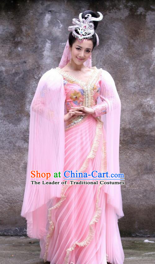 Traditional Chinese Shang Dynasty Sue da ji Costumes and Headpiece Complete Set, The Legend of Funsbau Ancient Imperial Consort Dress Clothing