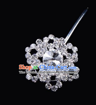 Chinese Ancient Peking Opera Pink Flowers Hair Accessories Headwear, Traditional Chinese Beijing Opera Head Ornaments Hua Tan White Hexagonal Crystal Bulb Hairpins