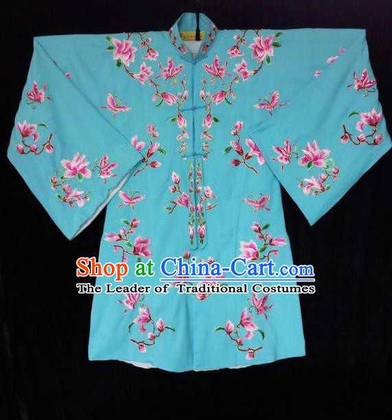 Traditional Chinese Peking Opera Imperial Concubine Embroidered Magnolia flower Costumes, China Beijing Opera High-grade Robe Blouse for Women