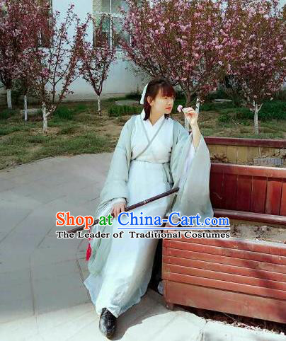 Traditional Chinese Ancient Female Costumes, China Hanfu Wide-sleeve Cardigan Blouse and Dress Complete Set, China Jin Dynasty Wearing for Women