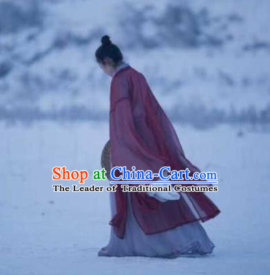 Traditional Chinese Ancient Jin Dynasty Young Lady Costumes, China Princess Hanfu Embroidered Wide-sleeve Cardigan Slant Opening Robe Ru Skirt Complete Set for Women