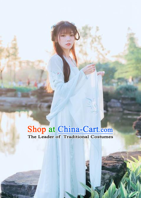 Traditional Chinese Ancient Ming Dynasty Noble Lady Costumes, China Princess Hanfu Embroidered Cardigan Sun-top Blouse and Ru Skirt Complete Set for Women