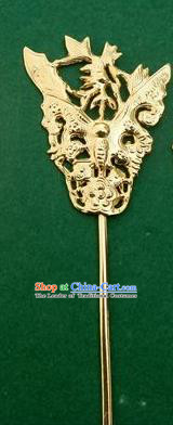 Traditional Chinese Ancient Classical Handmade Hair Accessories Hanfu Headwear Palace Golden Hairpin for Women
