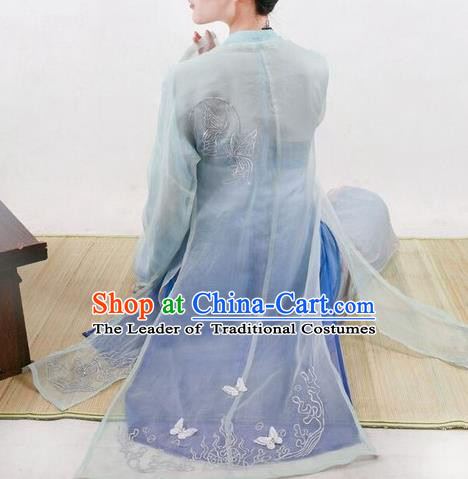 Traditional Chinese Ancient Song Dynasty Noble Lady Costumes, China Princess Hanfu Embroidered Cardigan Boob Tube Top and Pants Complete Set for Women