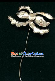 Traditional Handmade Chinese Ancient Classical Miao Silver Handmade Hair Accessories Flower Hairpin Hair Fascinators for Women