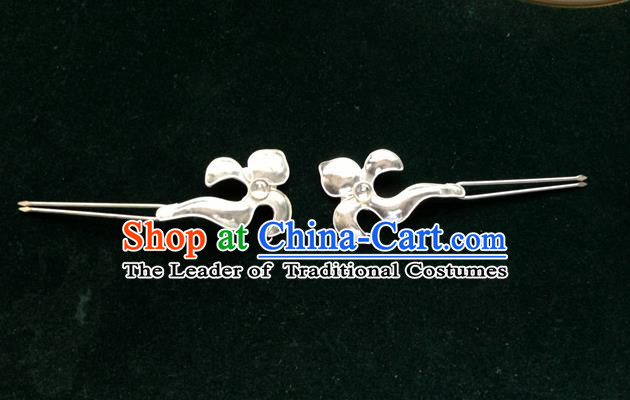 Traditional Chinese Ancient Classical Handmade Silver Hairpin Jewelry Accessories Hanfu Combs and Sticks for Women