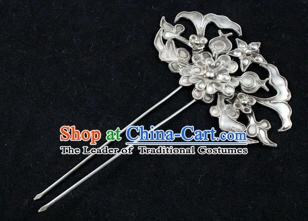 Traditional Handmade Chinese Ancient Classical Hair Accessories Barrettes China Sliver Hairpins Flower Step Shake Hair Sticks for Women