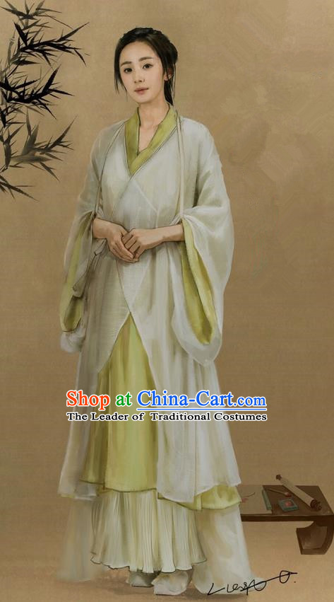 Traditional Ancient Chinese Young Lady Costume, Films Brotherhood of Blades Chinese Ming Dynasty Farmwife Hanfu Clothing and Handmade Headpiece Complete Set