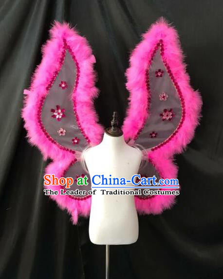 Top Grade Professional Stage Show Halloween Props Pink Butterfly Wings, Brazilian Rio Carnival Parade Samba Dance Modern Fancywork Backplane for Kids