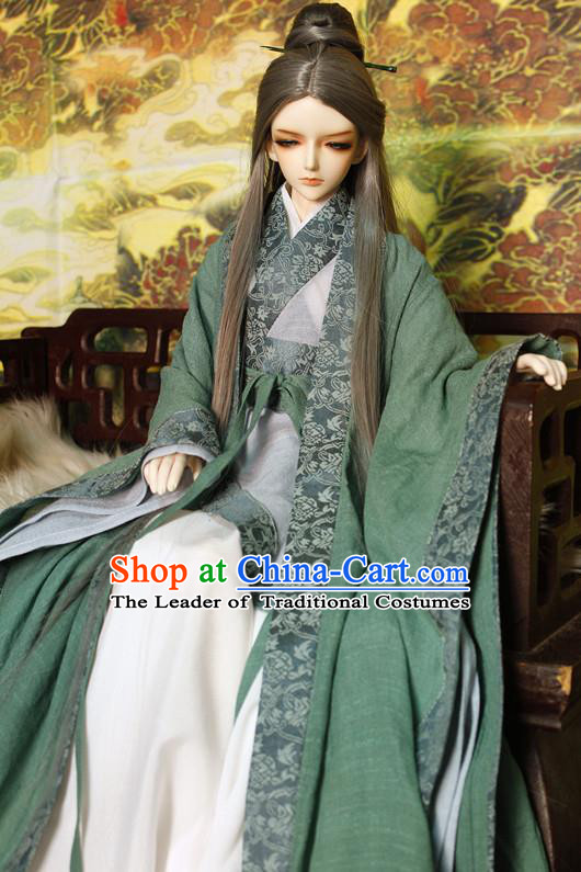 Top Grade Traditional China Ancient Fairy Costumes Complete Set, China Ancient Cosplay Tang Dynasty Princess Green Dress Hanfu Clothing for Adults and Kids