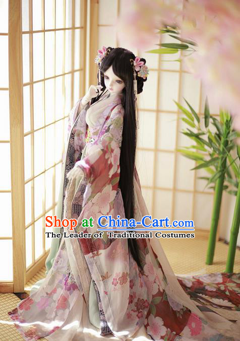 Top Grade Traditional China Ancient Palace Lady Costumes Complete Set, China Ancient Cosplay Tang Dynasty Princess Dress Clothing for Women and Kids
