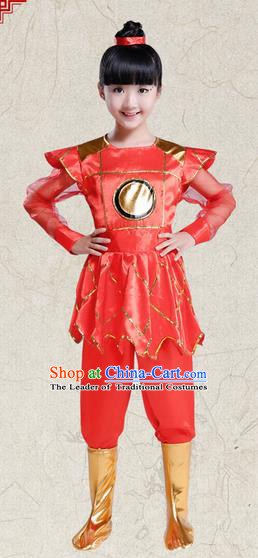 Top Grade Chinese Peking Opera Female Soldier Costume, Children Beijing Opera General Clothing for Kids