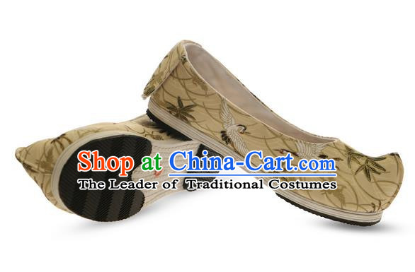 Chinese Ancient Peking Opera Young Lady Crested Shoes, Traditional Chinese Ancient Princess Hanfu Cloth Shoes Bow Shoes for Women