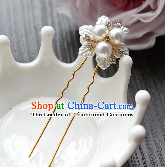 Top Grade Handmade Wedding Bride Hair Accessories, Traditional Princess Pearl Hair Stick Wedding Headwear Hairpins for Women