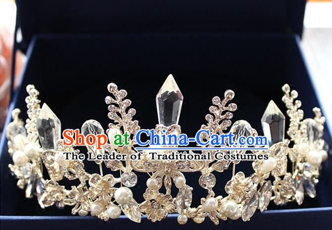 Top Grade Handmade Wedding Bride Hair Accessories Queen Crystal Headwear, Traditional Princess Baroque Royal Crown Wedding Headpiece for Women