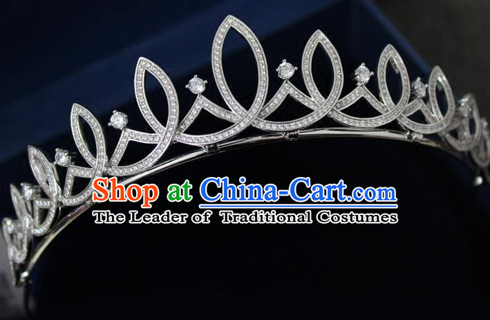 Top Grade Handmade Wedding Bride Hair Accessories Crystal Headwear, Traditional Baroque Royal Crown Wedding Headpiece for Women