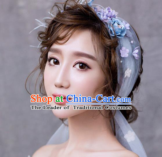 Top Grade Handmade Wedding Bride Hair Accessories Hair Band Complete Set, Traditional Princess Wedding Headwear for Women