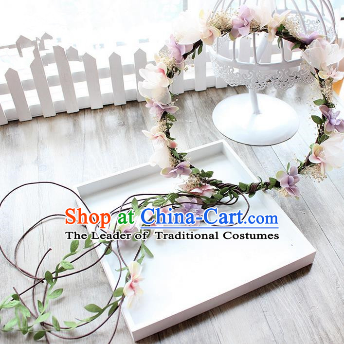 Top Grade Handmade Wedding Bride Hair Accessories Flower Garland Hair Clip, Traditional Princess Baroque Headpiece for Women