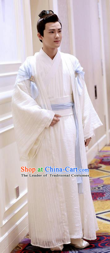 Traditional Ancient Chinese Imperial Prince Costume and Handmade Headpiece Complete Set, Elegant Hanfu Clothing Chinese Nobility Childe Clothing for Men