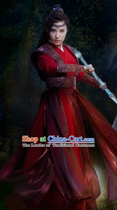 Traditional Ancient Chinese Chivalrous Women Costume and Handmade Headpiece Complete Set, Elegant Hanfu Clothing Chinese Jianghu Swordswoman Dress Clothing