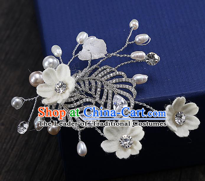 Top Grade Handmade Wedding Bride Hair Accessories Zircon Hair Claw, Traditional Princess Baroque Hair Stick Headpiece for Women