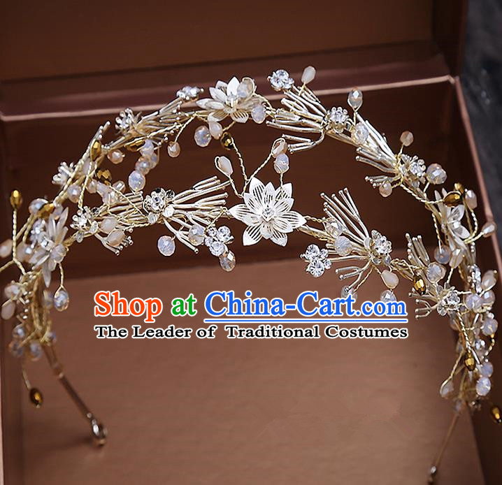 Top Grade Handmade Wedding Hair Accessories Bride Princess Hair Clasp, Traditional Baroque Queen Retro Royal Crown Wedding Headwear for Women