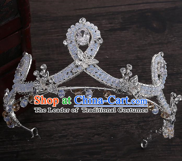 Top Grade Handmade Wedding Hair Accessories Bride Princess Crystal Imperial Crown, Traditional Baroque Zircon Royal Crown Wedding Headwear for Women