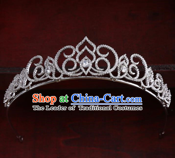 Top Grade Handmade Wedding Hair Accessories Bride Princess Zircon Imperial Crown, Traditional Baroque Crystal Royal Crown Wedding Headwear for Women