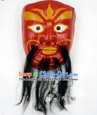 Traditional Chinese Ancient Peking Opera Accessories Mask, Traditional Chinese Beijing Opera God of Wealth Red Masks