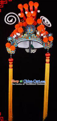 Traditional Chinese Ancient Peking Opera Accessories Guan Yu Hat, Traditional Chinese Beijing Opera Guandi Sword Headwear Helmet Crown