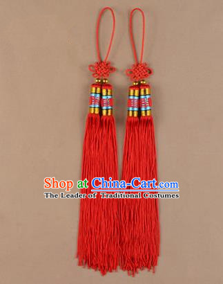 Traditional Chinese Ancient Peking Opera Taiji Sword Tassel, Traditional Chinese Beijing Opera Red Long Tassel Straightsword Hat Tassels