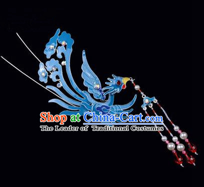 Top Grade Chinese Ancient Peking Opera Hair Accessories Diva Phoenix Hairpins Tassel Step Shake, Traditional Chinese Beijing Opera Hua Tan Hair Clasp Head-ornaments